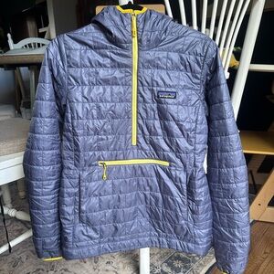 Patagonia Nano Puff Pullover Purple with Yellow Accents